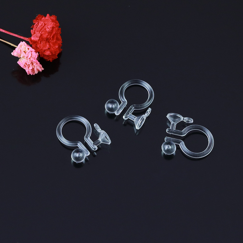 日韩树脂透明耳夹u形塑料耳夹简约可镶钻耳环diy耳饰配件厂家批发