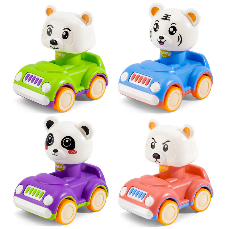 Children's Cartoon Pressing Toy Car Kindergarten Baby Animal Car Cute Pet Inertia Toy Car Gift Wholesale