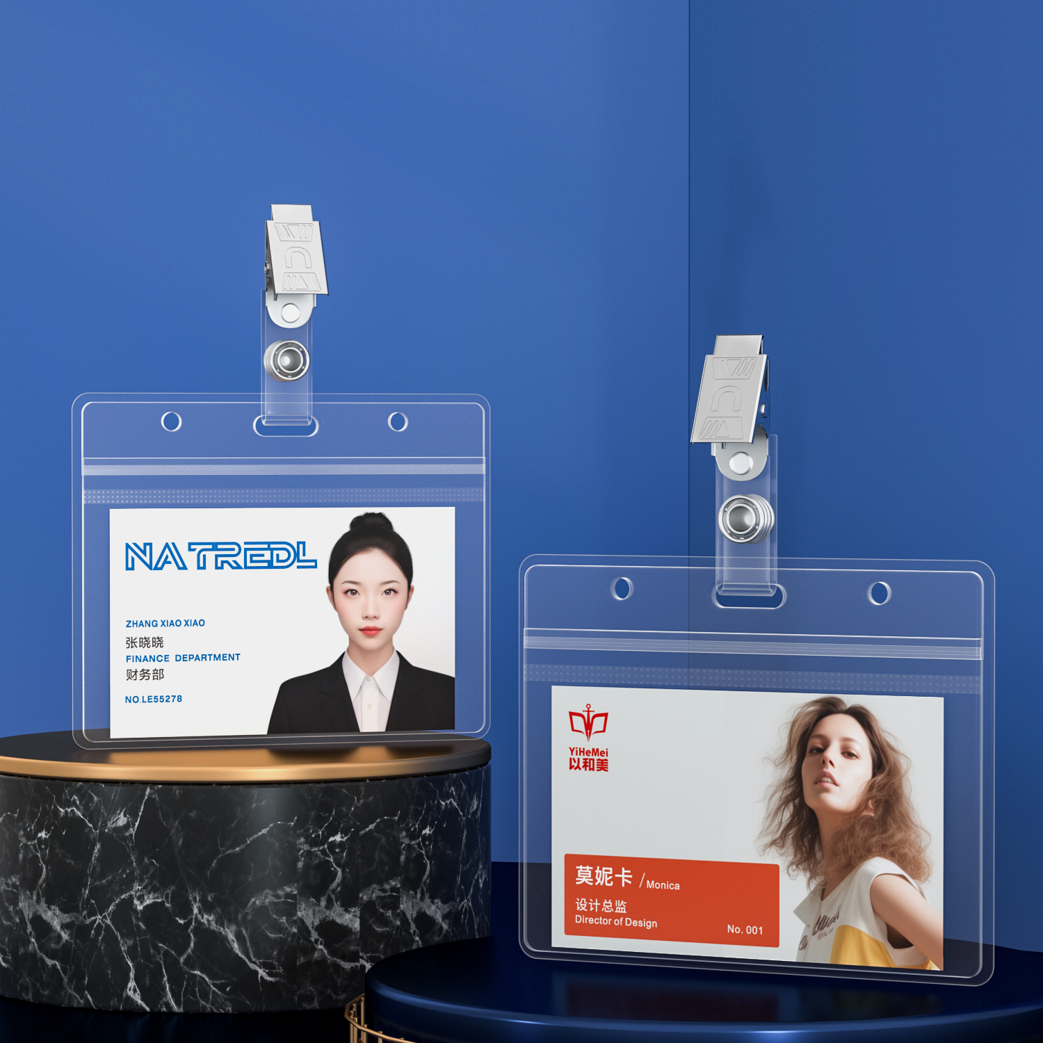 透明pvc工牌夹防水软胶工作证件卡套工作牌胸卡套厂牌套夹子夹扣-阿里