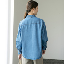 牛仔衬衫女内搭秋装新款韩版休闲设计蓝色外套叠穿长袖衬衣可