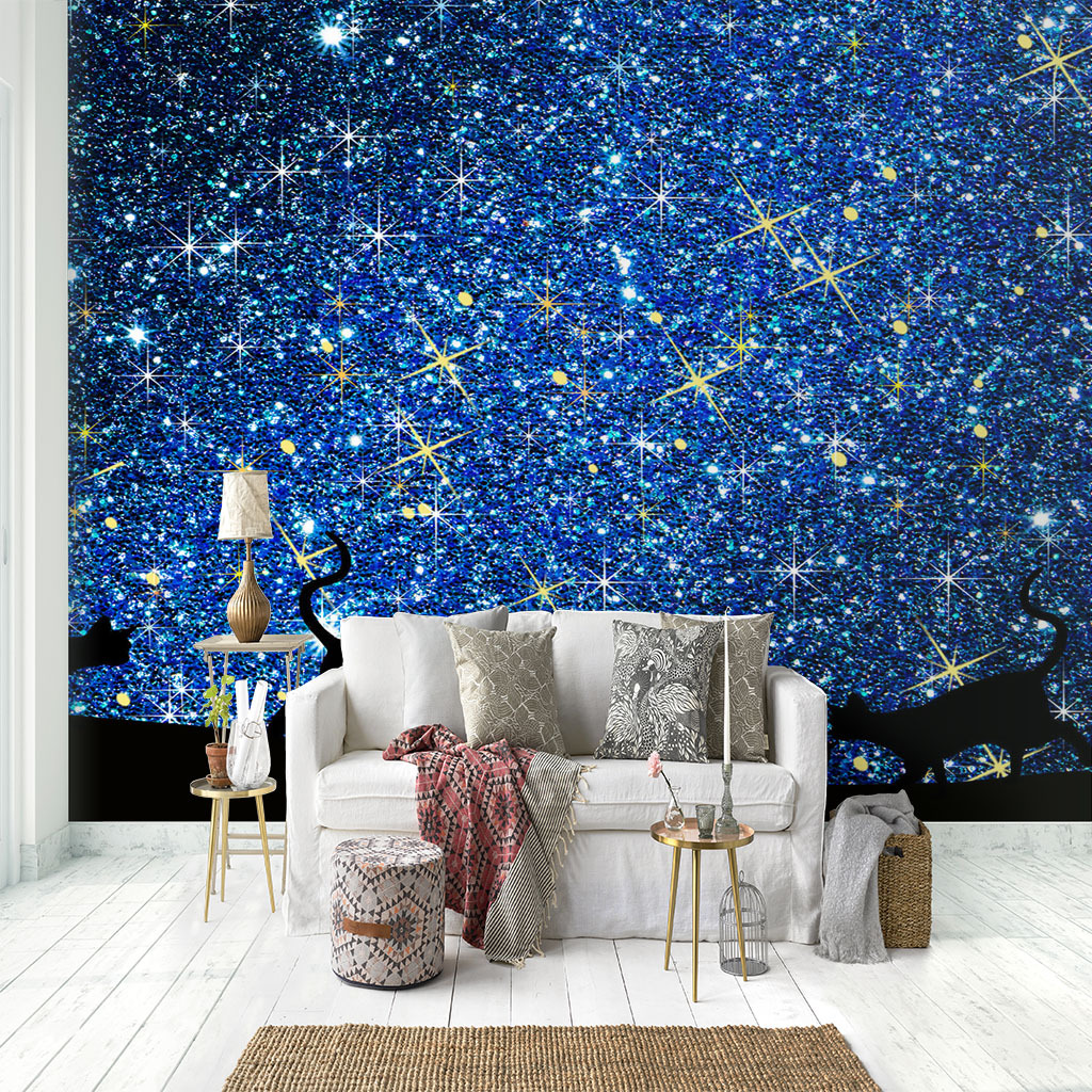 卡通抽象画星空背景墙装饰壁纸3d立体贴画儿童卧室客厅定制壁画