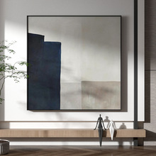 现代轻奢客厅沙发墙玄关装饰画蓝色抽象简约艺术背景墙壁方形挂画