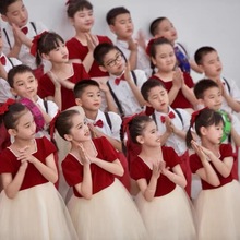 儿童演出服女童公主蓬蓬裙钢琴演奏礼服小学生合唱舞蹈表演服长袖