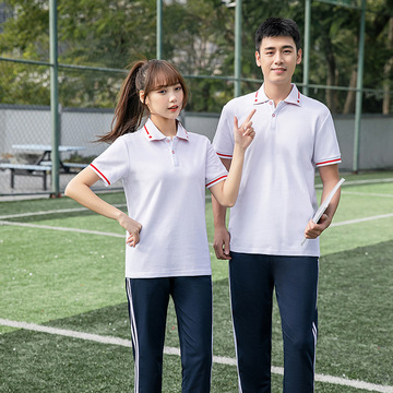 中学生夏季校服来图定制高中大学生班服短袖男女款运动毕业服定做