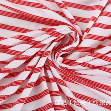 32支40支人棉色织汗布 人棉氨纶单面汗布 色织条子 针织衫面料