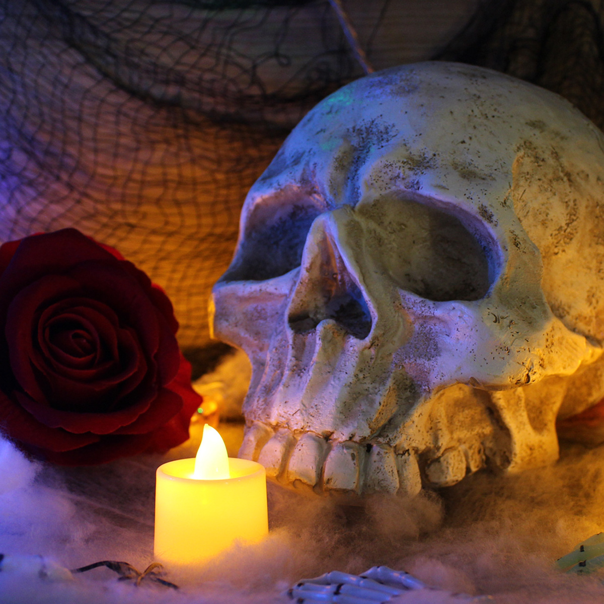 跨境爆品万圣节逼真骷髅头恐怖僵尸头亡灵节气模鬼节骷髅头装饰摆