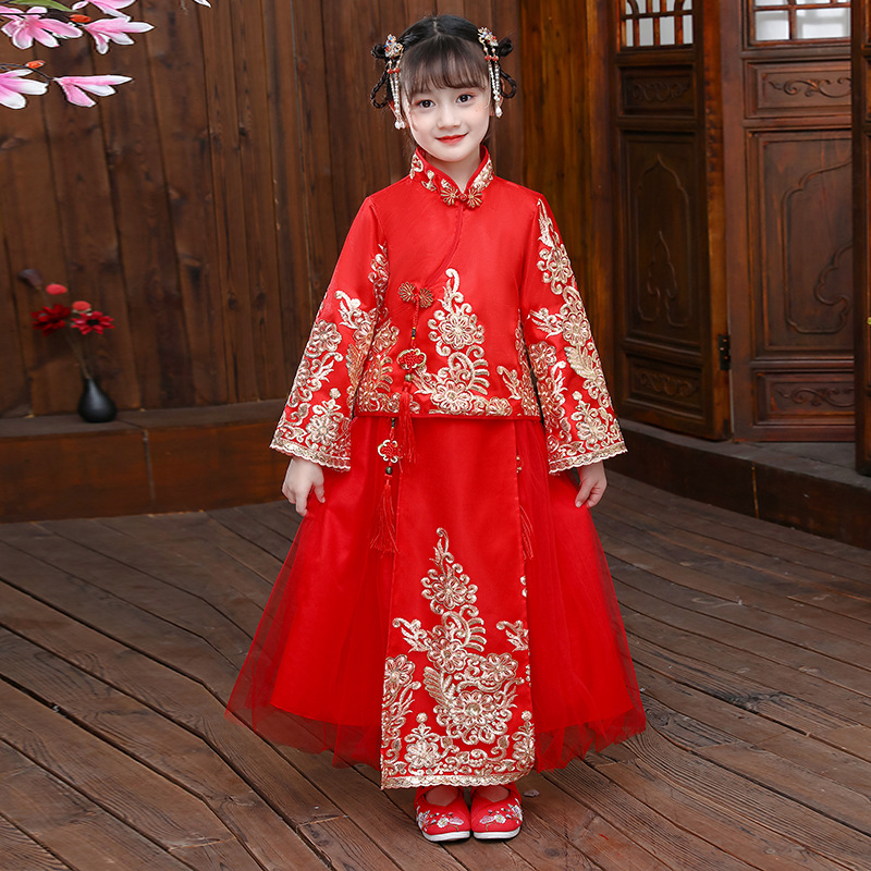 女童汉服2022中国风儿童古风唐装超仙女连衣裙小女孩古装汉服春季
