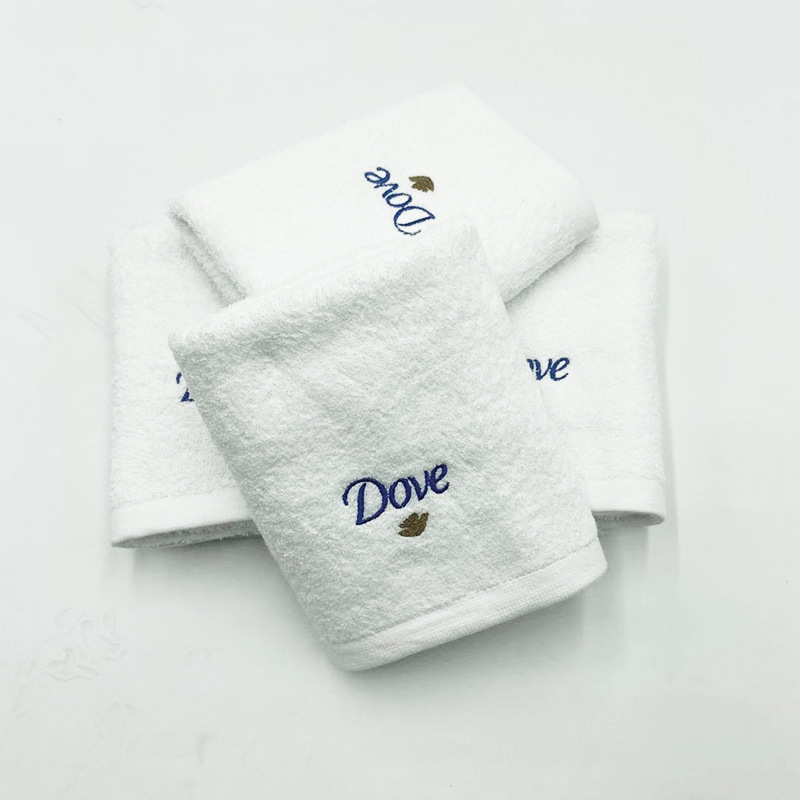 白色毛巾绣字logo洗浴美容院宾馆酒店纯棉毛巾擦脸巾厂家批