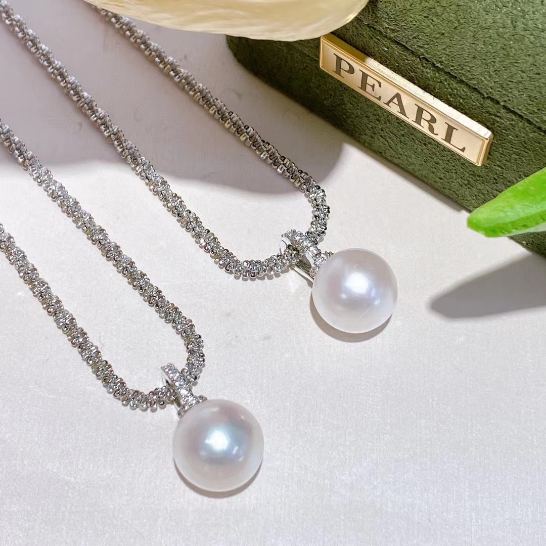 天然爱迪生一款多戴淡水珍珠项链11-12mm珠宝单珠万能扣吊坠项饰