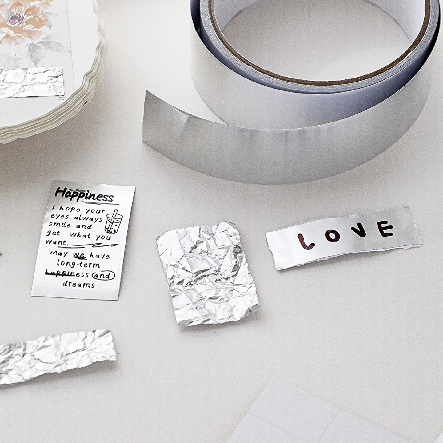 diy银色手帐胶带装饰锡纸胶带贴纸 高级感手账素材垃圾手帐贴画