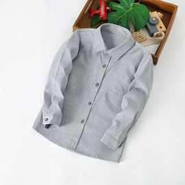 儿童灰色色衬衫 男童多色百搭衬衫 黑色黄色中小童衬衣春秋长袖