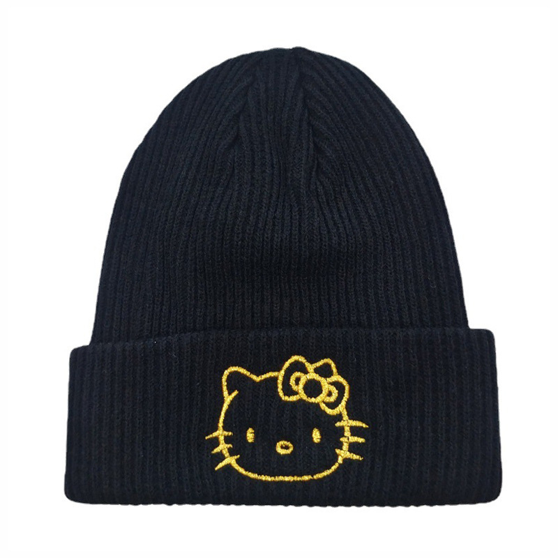 Cute Kitten Embroidery Knitted Hat Xiaohongshu Same Style Cat Woolen Cap Autumn and Winter Warm Hat Couple Pullover Hat