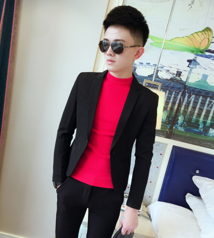 网红西服男韩版修身潮流休闲男装外套春秋新款社会人精神小伙西装