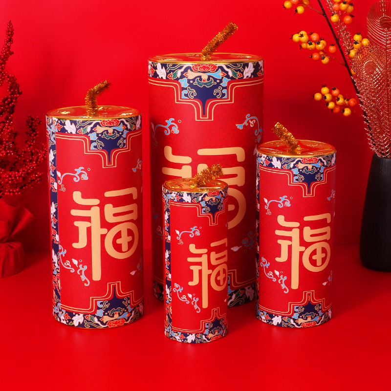 2023兔年新年春节鞭炮摆件坐炮礼炮装饰座炮仿真爆竹筒炮仗炮筒