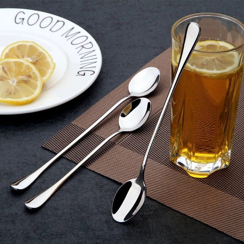 Coffee Spoon Ice Spoon Stainless Steel round Spoon Long Handle Spoon Coffee Stir Spoon Mug Spoon Korean Spoon Wholesale