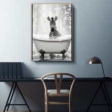 动物黑白艺术画油画布装饰画带松木框画共3款可以选