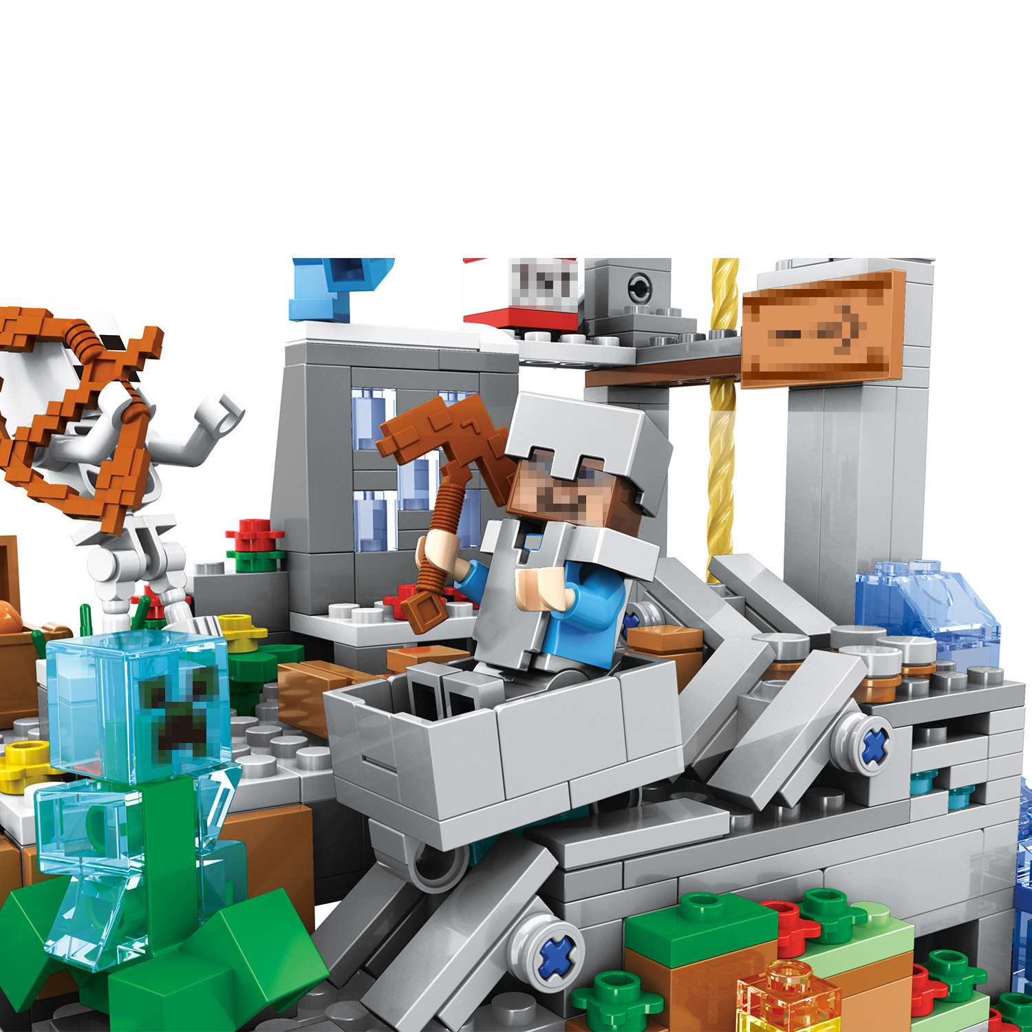 兼容乐高积木玩具我的世界机关山洞