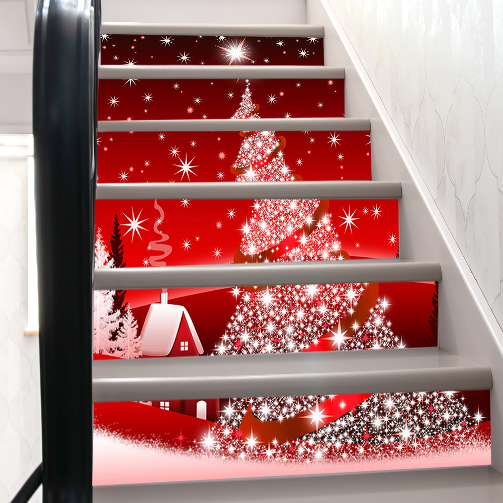 sp-t175 圣诞节新款创意3d楼梯贴台阶装饰贴纸翻新遮瑕墙贴厂家
