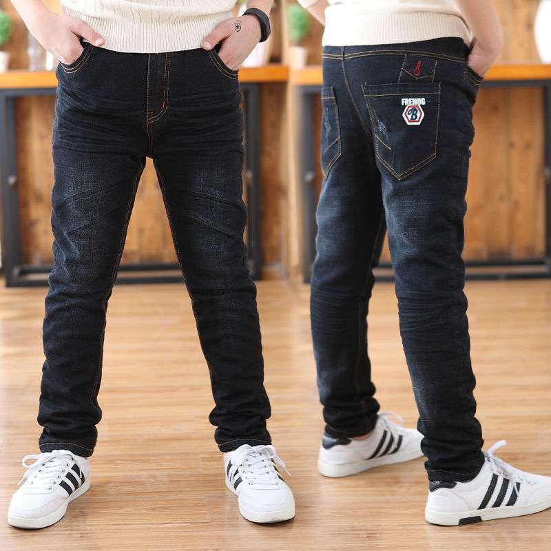 童装裤子男春秋款男童牛仔裤儿童秋款童裤秋装中大童宽松直筒长裤