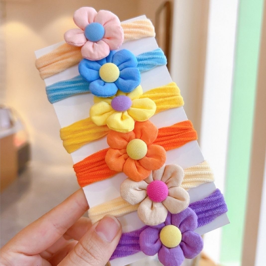 Children's Rubber Band Fabric Flower Bow Tie Does Not Hurt Hair High Elastic Hair Bands for Girls Girl's Hair Rope Towel Ring Wholesale