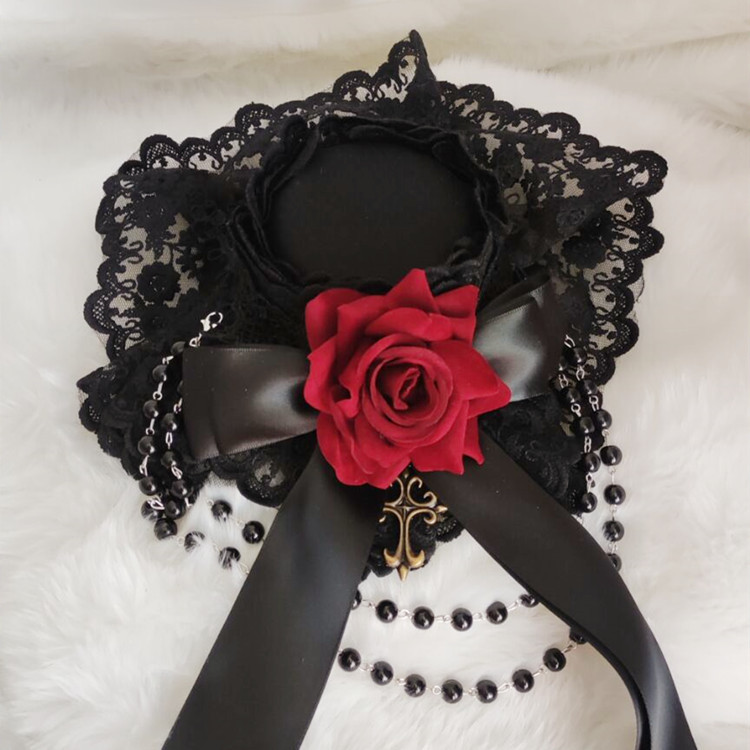 哥特复古暗黑小礼帽洛丽塔头饰万圣节发饰欧美吸血鬼写真晚会饰品