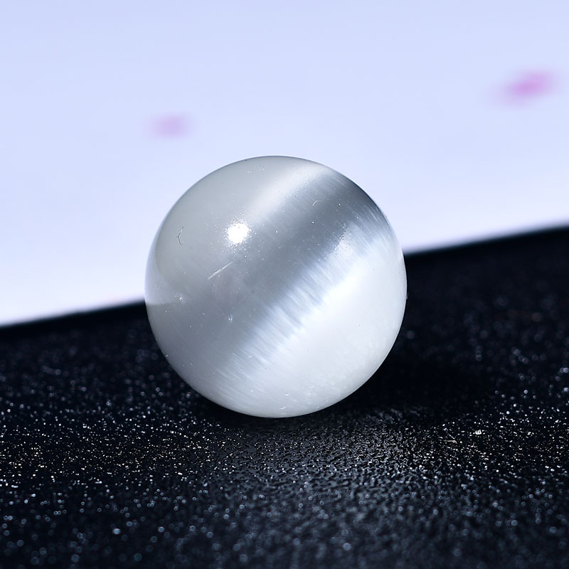 东海水晶猫眼石水晶球摆件diy手链项链配饰七彩色猫眼石小圆球