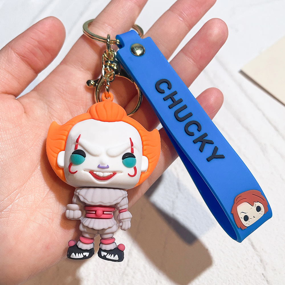 Horror Series Ghost Doll Killer Keychain Ghost Doll Bride Doll Stephen King's It Keychain Automobile Hanging Ornament