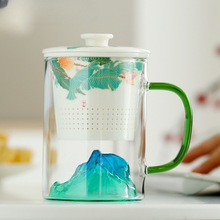 玻璃杯茶水分离高档个人专用喝泡茶杯子男女士办公室玻璃观山水杯
