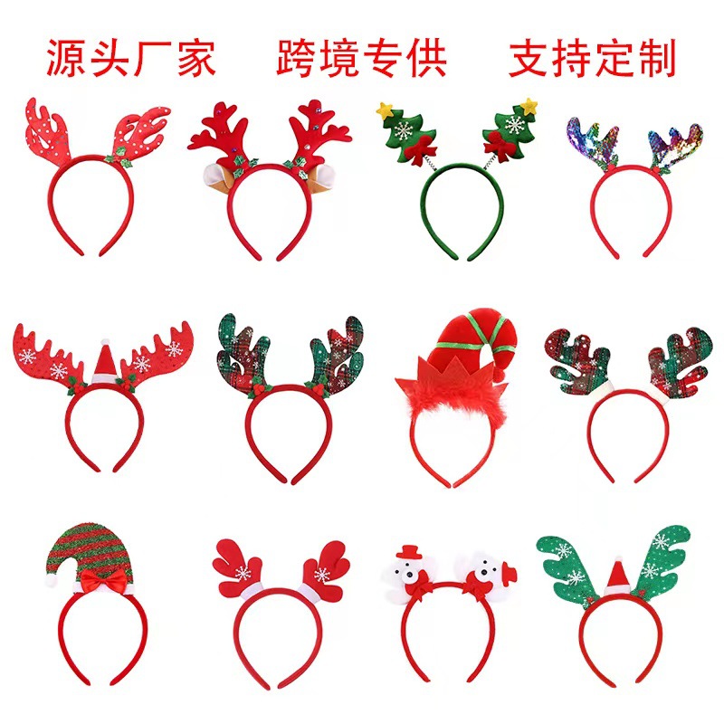 Christmas Headband/Hairpin Christmas Headdress Snowman Antlers Bowknot Plush Headband Party Holiday Decorations