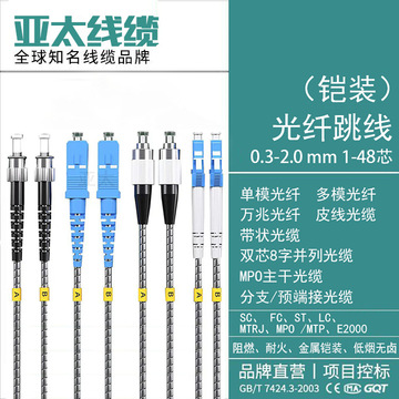 om4铠装光纤跳线抗拉防水sc/lc/fc/st电信级单模单双芯光纤跳线尾