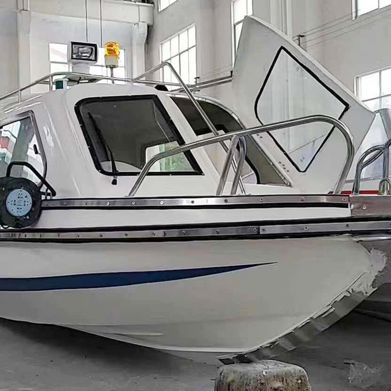 6米半快艇巡逻船半棚钓鱼艇封闭式公务船观光艇玻璃钢渔船海钓船