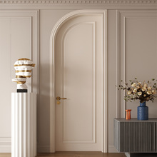 潮盛定制复古法式风半圆弧形拱形卧室实木门房间烤漆门白色异形门