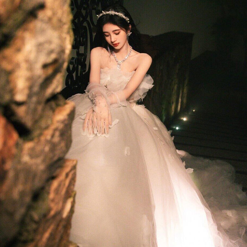 鞠婧祎明星同款晚礼服裙高端轻奢超仙法式宫廷公主裙ins风成人礼