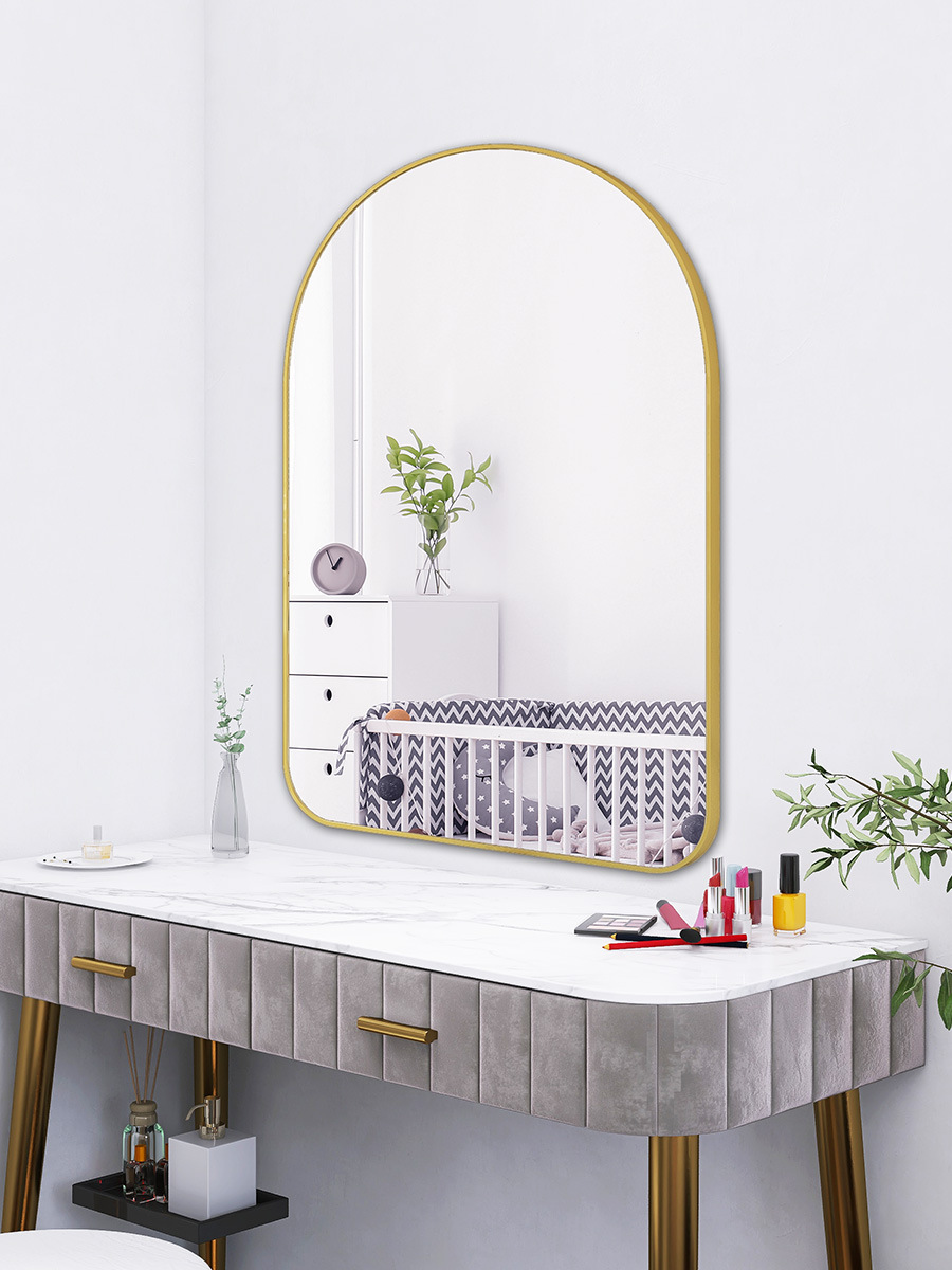 挂墙式卫生间镜子家用卫浴壁挂贴墙半圆拱门形洗漱台浴室镜梳妆镜