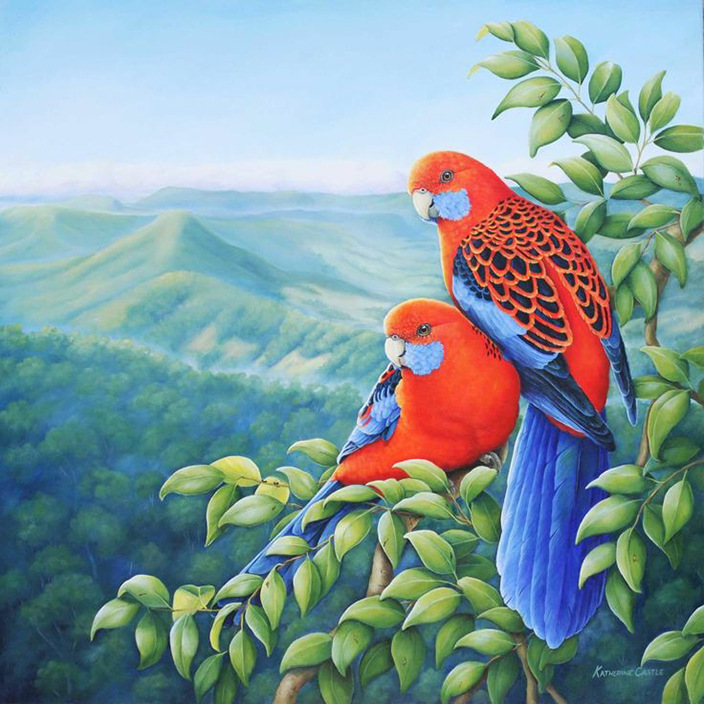 新款diy钻石画 鹦鹉鸟风景满钻贴钻十字绣客厅挂画外贸货源批发