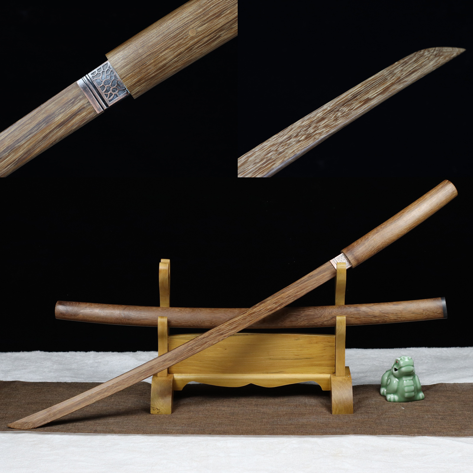 花梨木武士刃带鞘木刀 户外日本刀居合武士道 练习拔刀剑儿童玩具