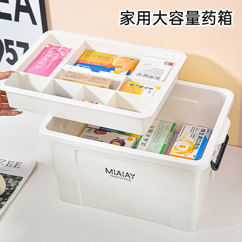 Portable Household Plastic Anti-Epidemic Medicine Storage Box Double-Layer Transparent Cover Storage Household Medicine Box