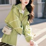 韩版连帽百搭宽松立秋休闲小个子潮夹克外穿外套时尚冲锋衣女洋气