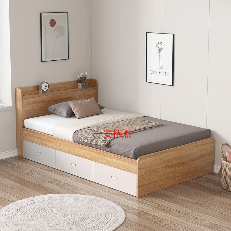 LY儿童单人床小户型1米1.2米收纳储物床板式床不占空间的床出租屋