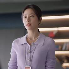 爱情而已梁友安周雨彤同款紫色针织开衫POLO领修身显瘦薄款上衣女