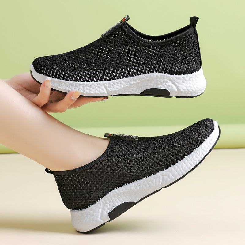 Women's Shoes Summer 2023 Women's Mesh Surface Hollowed Breathable Versatile Women's Low-Cut Leisure Mom Shoes Mesh Surface Shoes Summer