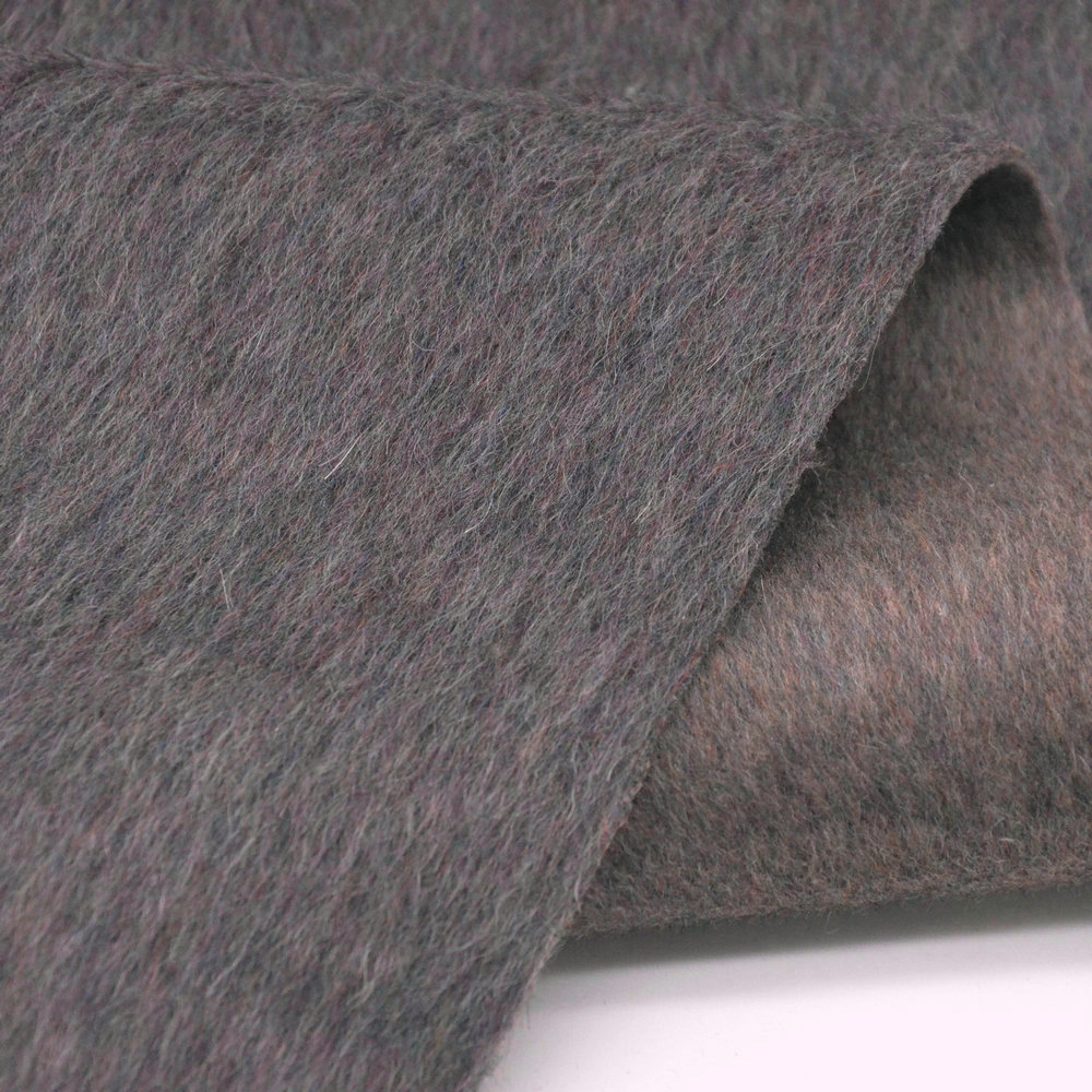 双面混色长毛羊驼绒可撕开双面呢面料 冬季厚大衣外套款羊毛布料