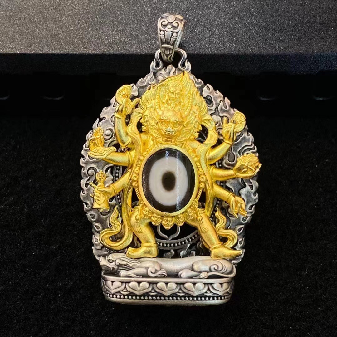 西藏天珠吊坠藏传古法大威德金刚一眼吊坠饰品男士女款-阿里巴巴