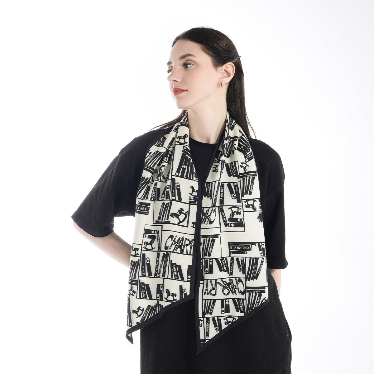 Exclusive for Cross-Border New High-End Silk Wool Double-Sided Printing Women's Neck Warmer Scarf Dual-Use