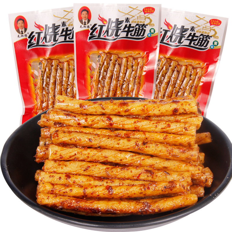 毛湘德红烧素牛筋辣条5毛钱校园50包8090后麻辣零食小吃休闲食品