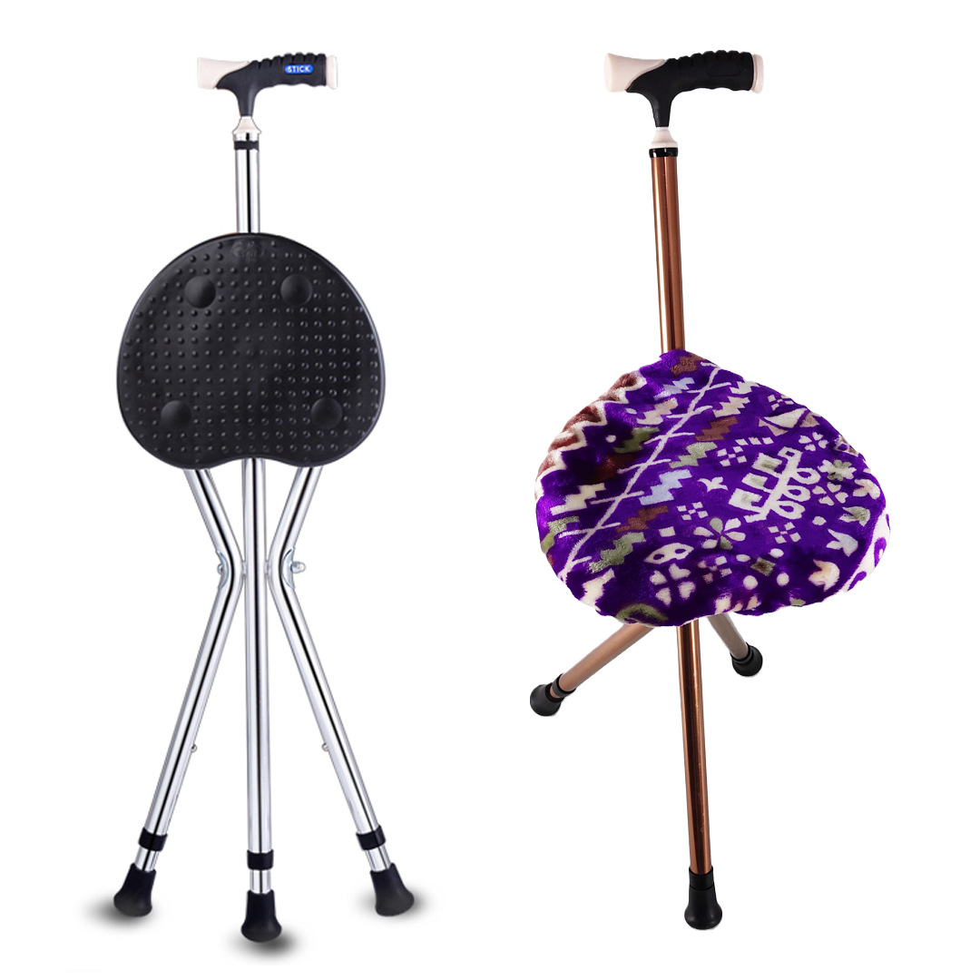 老人拐杖凳子老年人带坐板手杖座椅子可坐轻便伸缩多功能三脚拐棍