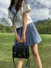 水手服短袖JK制服水蓝三本JK套装基础款日系学院风衣服女装半身裙