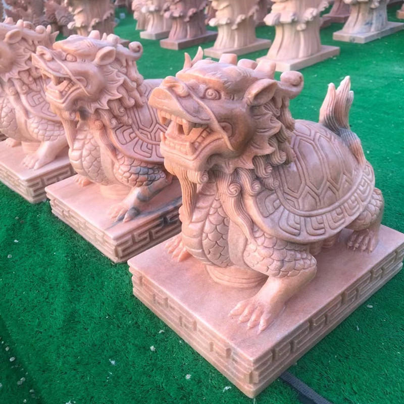 石雕龙龟汉白玉龙头石龟石材雕刻乌龟龙生九子金钱元宝石头龟霸下