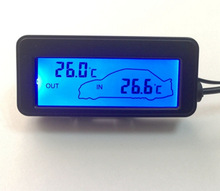 迷你LCD车载内外双温度计蓝光绿光橙光可选小巧简洁12V数字温度计