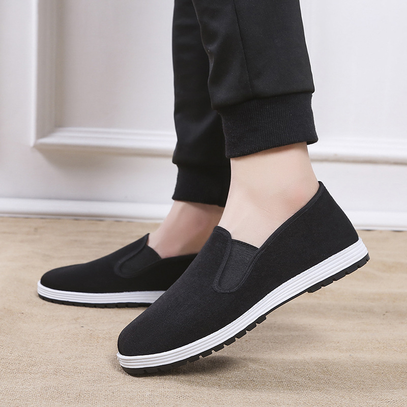 Old Beijing Cloth Shoes Men's Soft Bottom Non-Slip Wear-Resistant Work Black Cloth Shoes Women's Slip-on Daddy's Shoes for the Senior One Piece Dropshipping